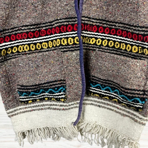 Мексиканский тканый серапе одеяло жилет M/L гобелен бахрома пончо богемное - Изображение 4 из 4