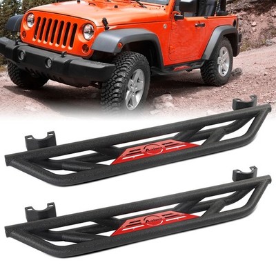 For 2007-2018 Jeep Wrangler JK 2 Door Black Steel Running Boards Drop Side Steps
