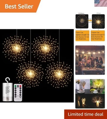 4 Pack Starburst Sphere Lights,200 LED Firework Lights, 8 Modes Dimmable Remo...