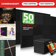 50 Pack Acoustic Foam Panels 2"x12"x12" Soundproof High Density Wedges for Studi