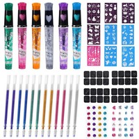 Tattoo Stifte Kinder Glitzer Tattoo Gelstifte Set 6 Farben 118 Muster Bastelset