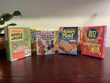 Lot Of 7 Vintage Play Food Boxes 3  -5  Miniatures Sunshine Nabisco Kelloggs