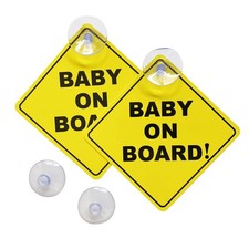 Baby on Board Sticker for Cars 2PCS , Baby On Board Warning Signs with Suction C