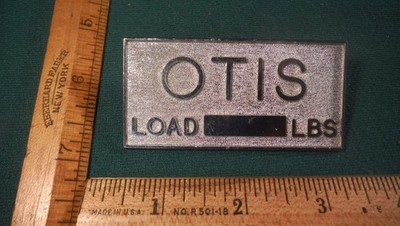 CJ51 Otis Elevator Emblem Vintage 1960-70s #120BG1C OTIS LOAD LIMIT EMBLEM