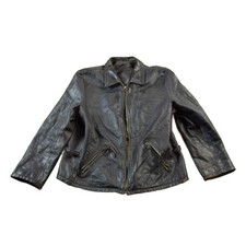 Vintage 1990s Leather Zip Up Lamb Skin Jacket Women's M