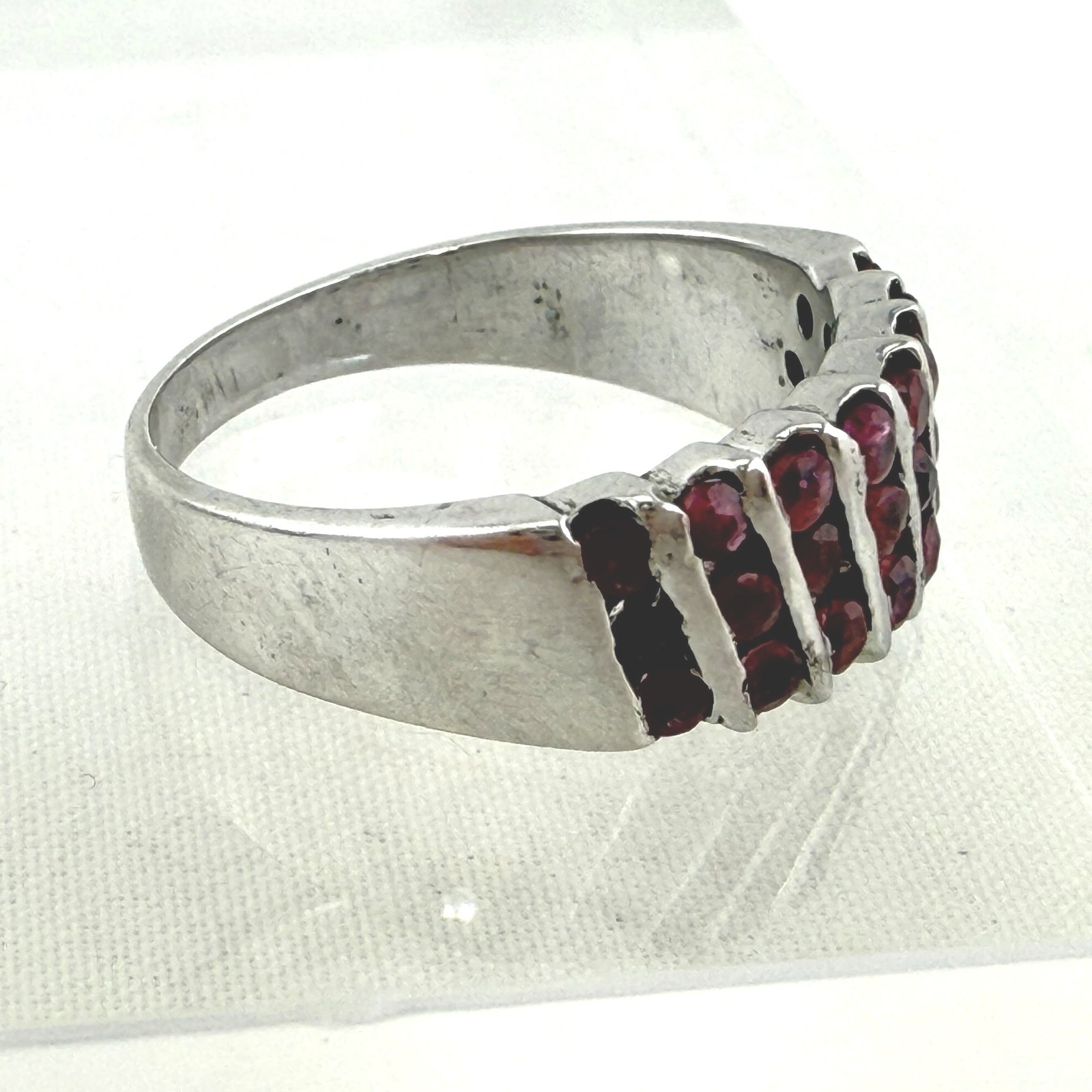 Sterling Silver Ruby Ring With Diagonal Channel S… - image 3