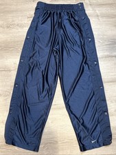 Vtg 90s Nike Tear-away Pants L Athletic Full Snap Basketball Streetwear Blue