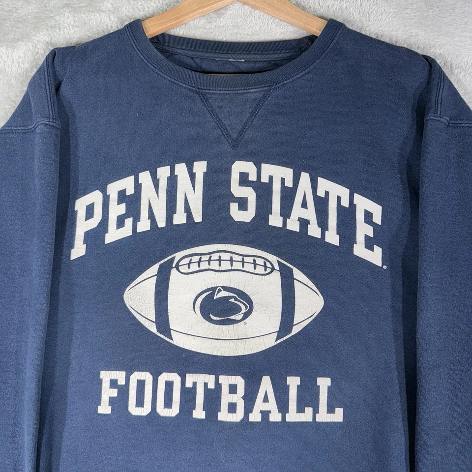 Sudadera de fútbol americano Penn State de colección para hombre L azul pulóver cuello redondo universidad años 90 Foto 2 de 4