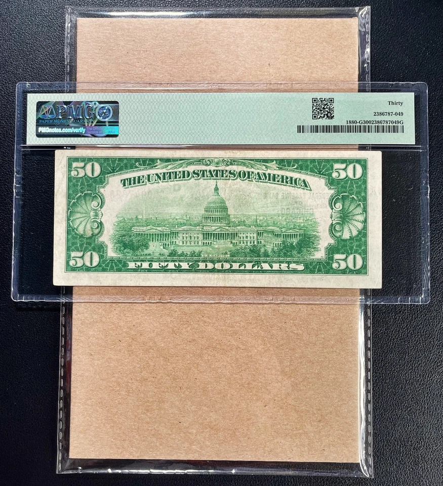Fr. 1880-G 1929 $50 Federal Reserve Bank Note CHICAGO PMG 30 - VF - Image 2 of 2
