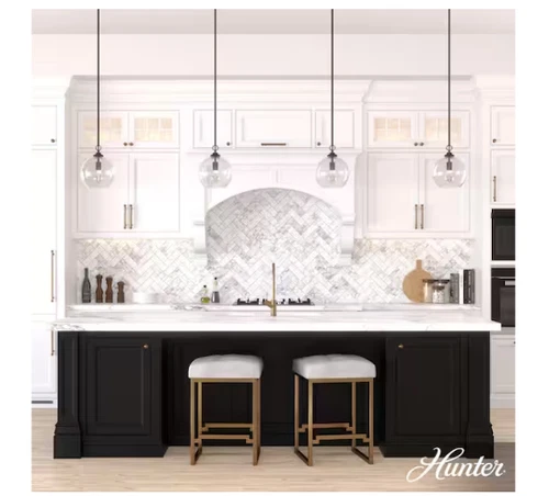 Hunter High Oaks 1 Light Bronze Globe Pendant Light w/Clear Seeded Glass Shade - Picture 3 of 7