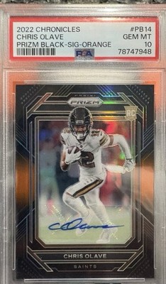 2022 Panini Chronicles - Prizm Black Chris Olave #PB-14 Orange Signatures /75...