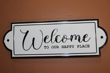 1-WELCOME TO OUR HAPPY PLACE Metal Sign,Garden Decor,Entryway Accent,Gift,GS-102