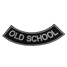 OLD SCHOOL Rocker Patch - 10.5" x 2.5" Large Black & Silver Biker Vest Jacket