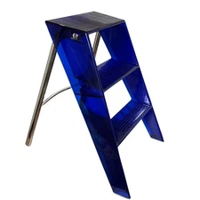 Kartell “Upper” Step Ladder Cobalt Blue Alberto Meda Design Chrome Legs
