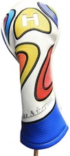 Majek Headcover Limited Edition Vintage Leather Style Psychedelic White