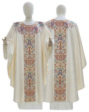 Creme Gotische Kasel Messgewand mit Stola Casel GT115K25