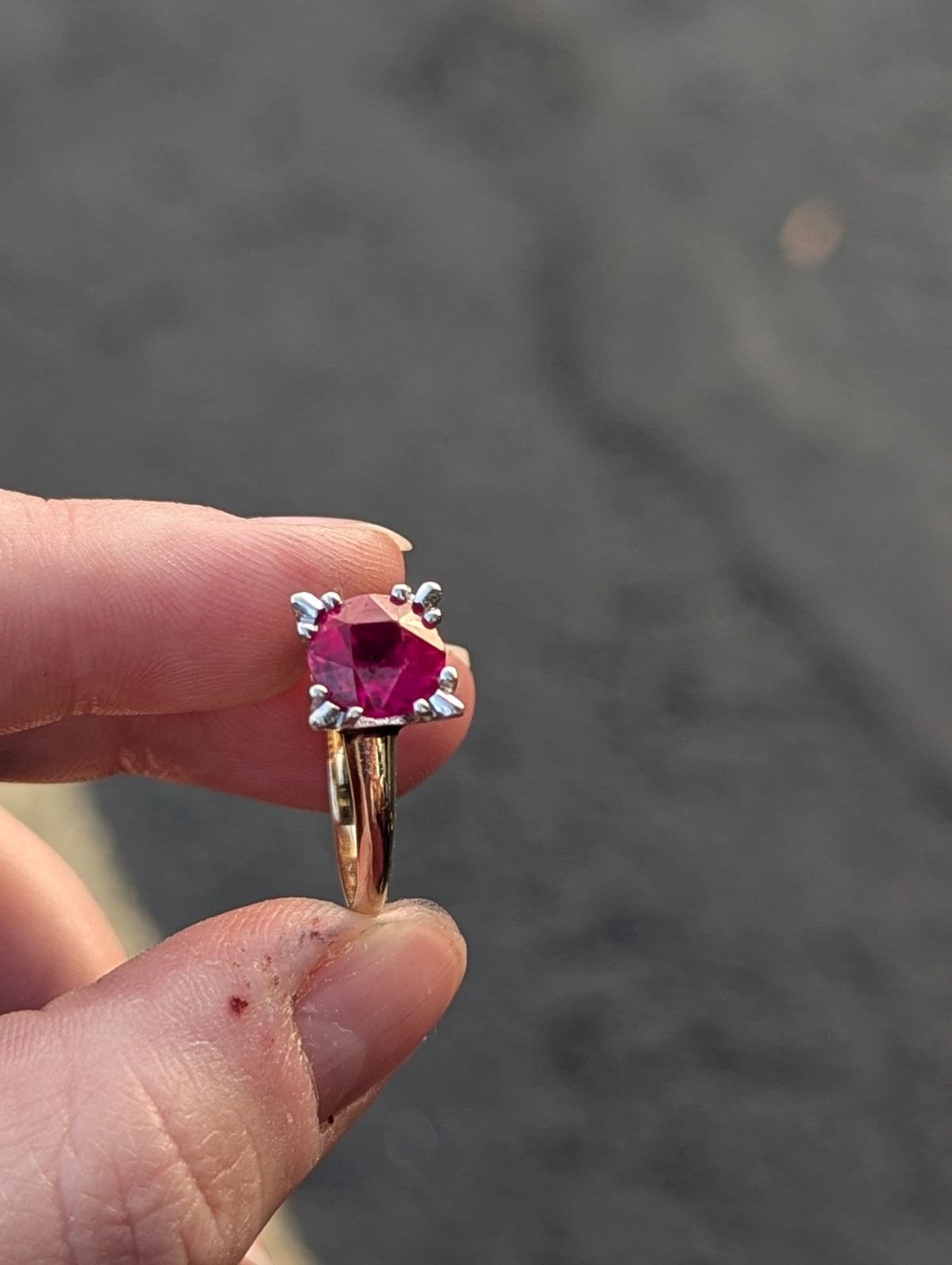 Vintage Single Cut Solitaire Ruby Ring 14k Gold - image 10