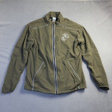 USMC Marines Windbreaker Jacket Mens Small Olive Drab Full Zip Lined Made In USA