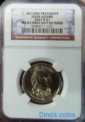 2007-D $1 JOHN ADAMS Presidential Dollar NGC MS65 017 | eBay