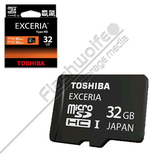 Toshiba 32GB High Speed MicroSDHC EXCERIA HD class10 30MB-95MB für HD Action Cam
