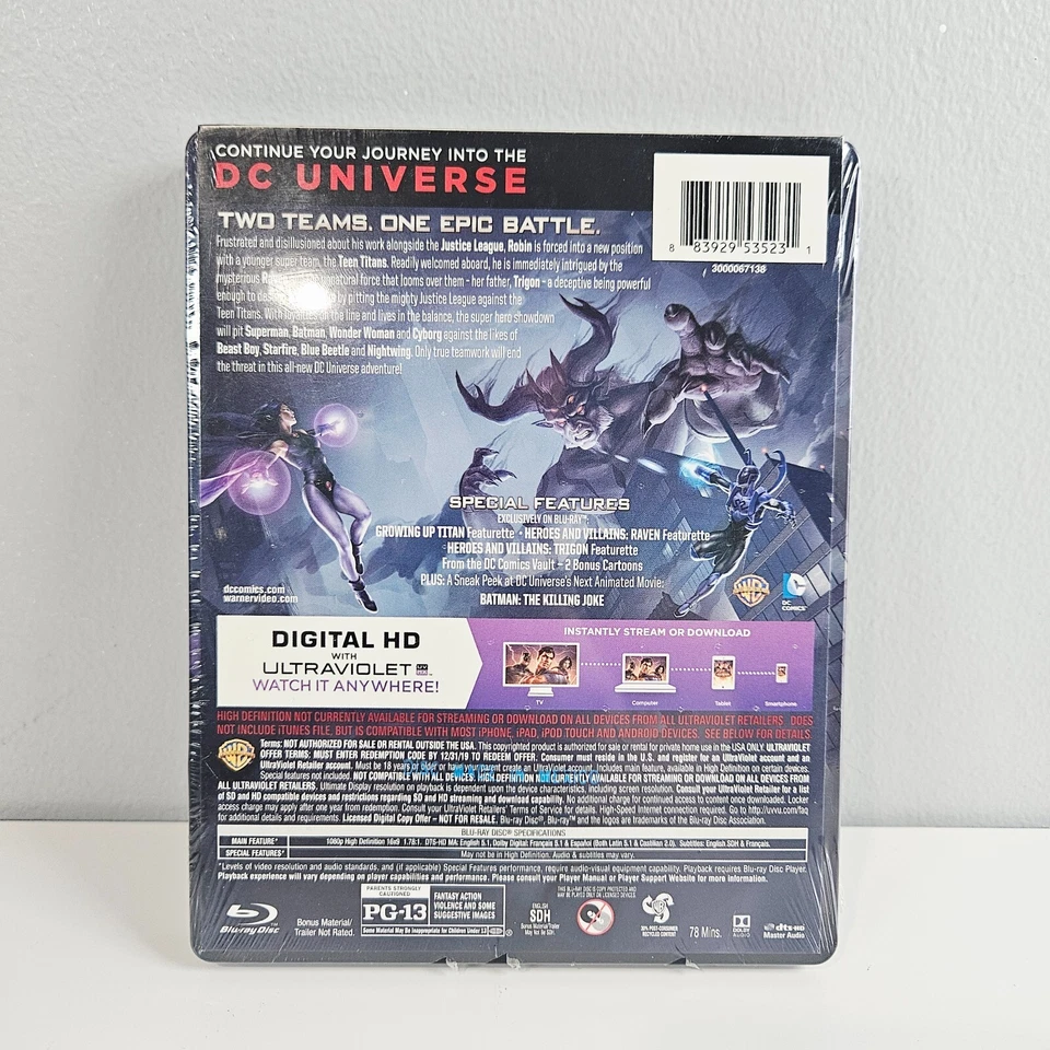Justice League vs Teen Titans SteelBook Blu-ray 2016 Target Exclusive New NIB - Image 2 of 3