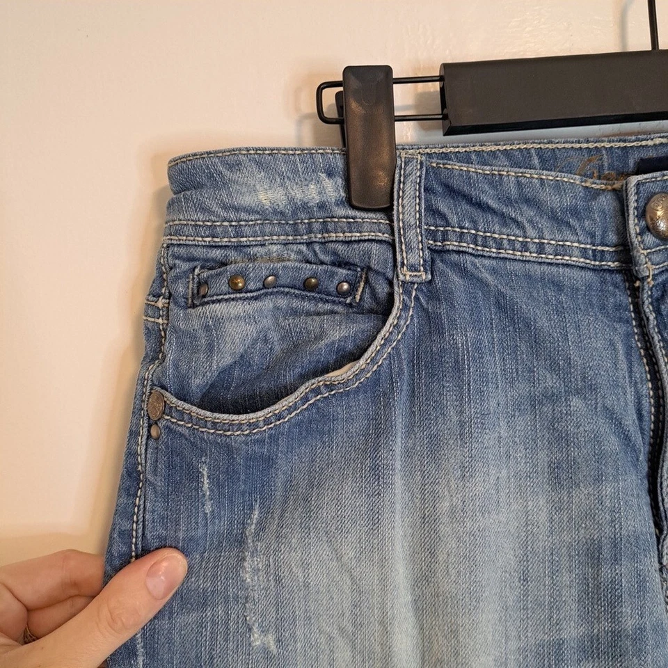 Code Bleu Blue Denim Bootcut Jeans Metallic Cowgirl Western Country Size 8 - Image 4 of 4