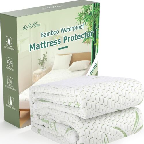 California King Waterproof Mattress Protector, Mattress Cover Made of Bamboo