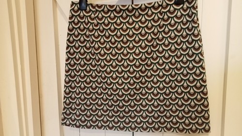 NEXT Ladies Brown/Beige/Green Chevron Pattern Jersey Short SKIRT❤️SIZE 16/BNWT - Picture 6 of 7
