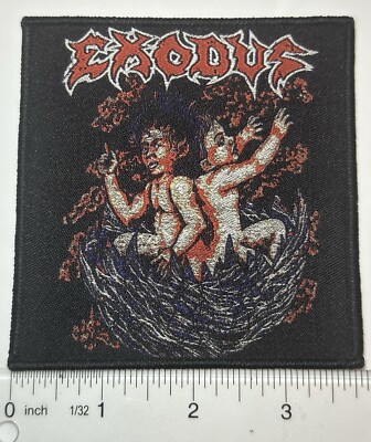 Exodus Red Logo Bonded By Blood Black Border Woven Patch 