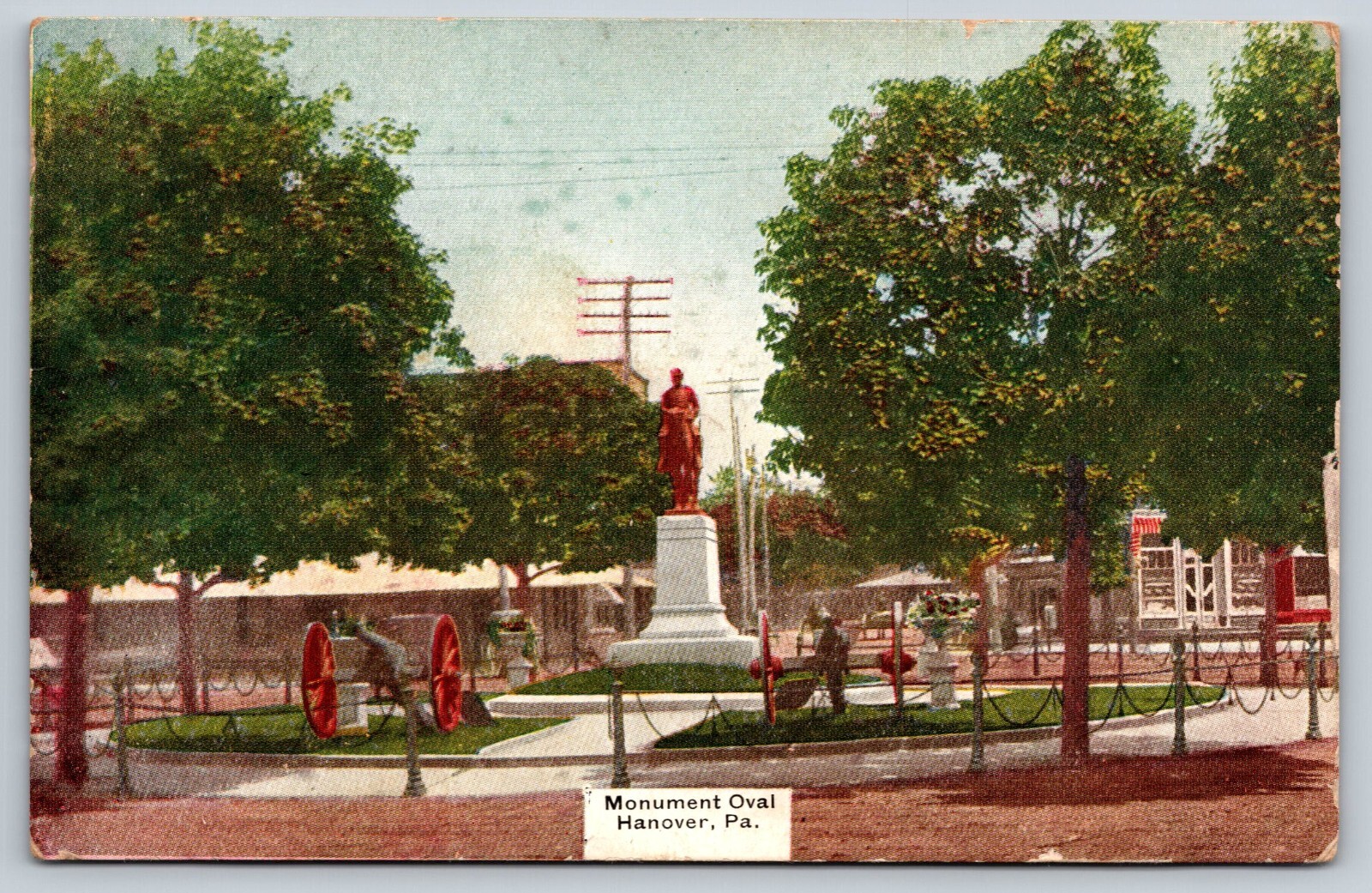 Monument Oval Hanover PA Postcard Commemorating Battle of Hanover
