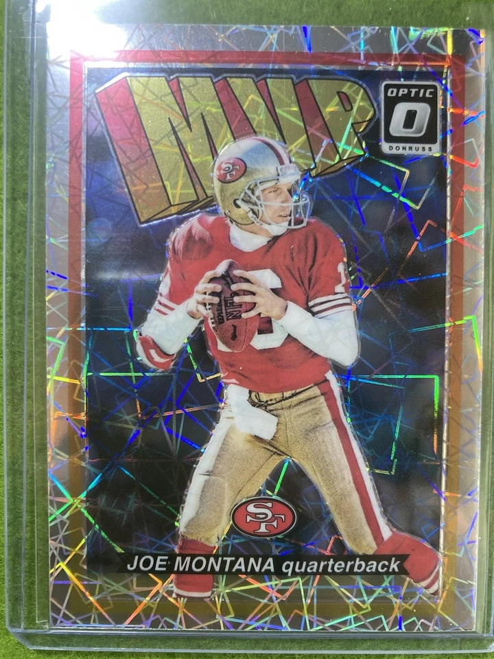 Tarjeta de velocidad Joe Montana LAZER PRIZM SF 49ers SSP 2018 Donruss Optic MVP SP Foto 3 de 4