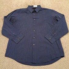 Van Heusen Shirt Mens XL Blue Striped Long Sleeve Button Up