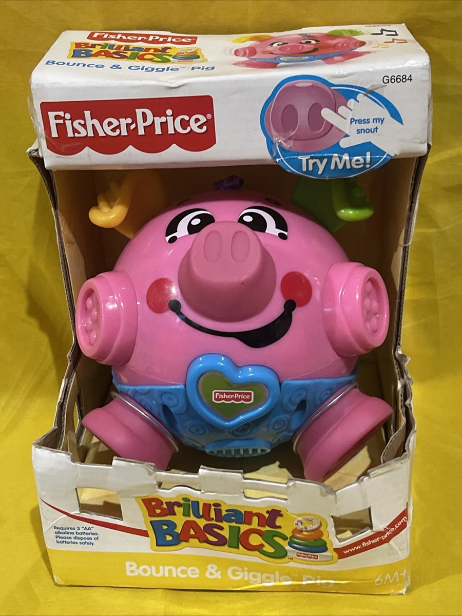 VTG Fisher Price Brilliant Basics Bounce & Giggle Pig! Bumble Ball