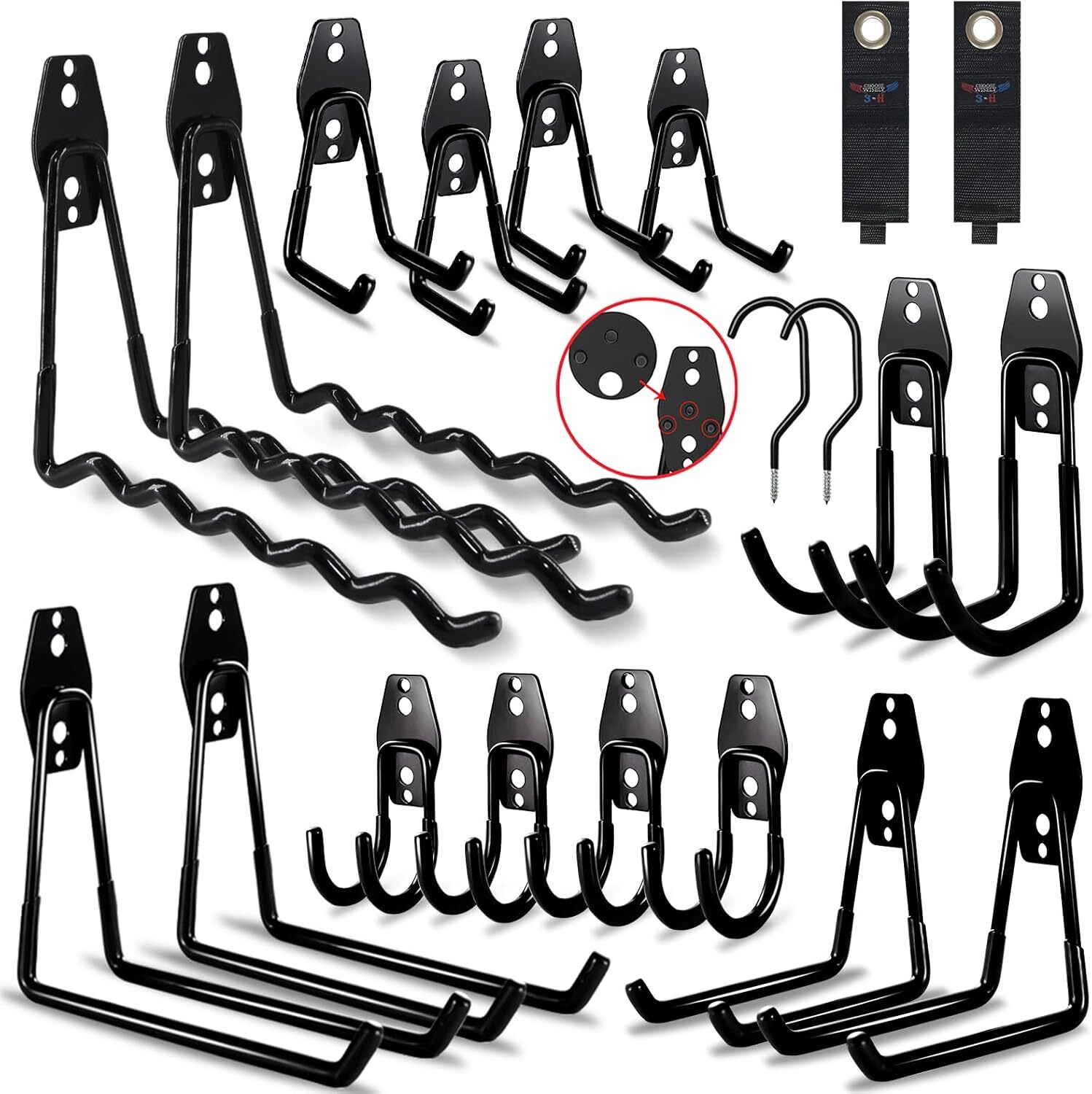 20-Pack Heavy Duty Wall Hooks for Garage - Extra Welding Spots & Durable Mounting