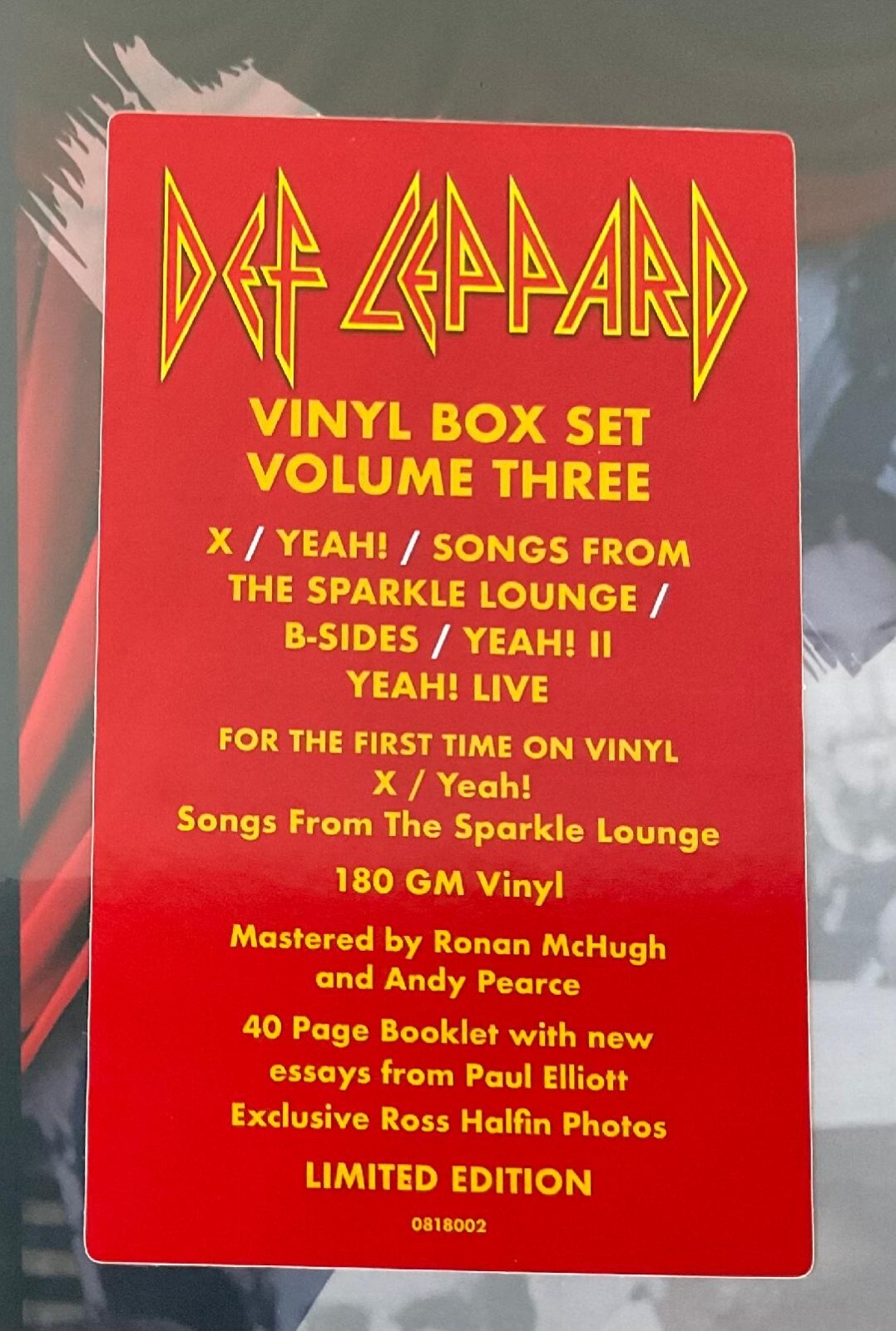 Def Leppard Vinyl Collection Volume Three Limited Edition 9LP Vinyl