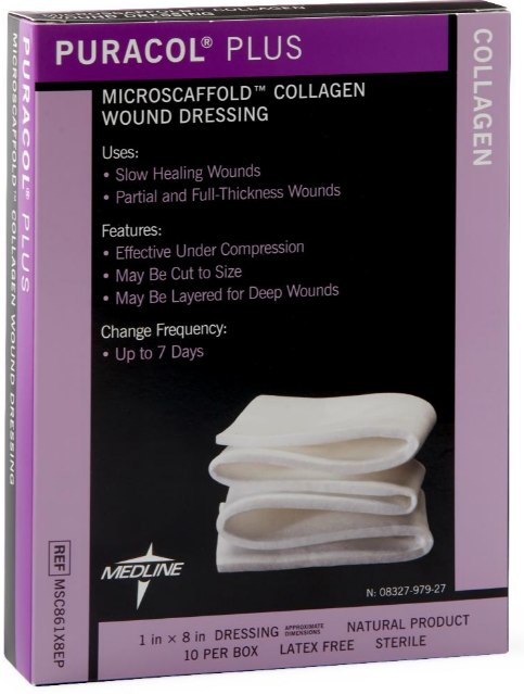 Medline Puracol Plus Collagen Wound Dressing, 1" x 8" Rope, Box of  10-MSC861X8EP | eBay