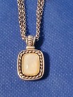 Fabulous Sterling Silver 14k Gold Mother Of Pearl Pendant & Double Chain...
