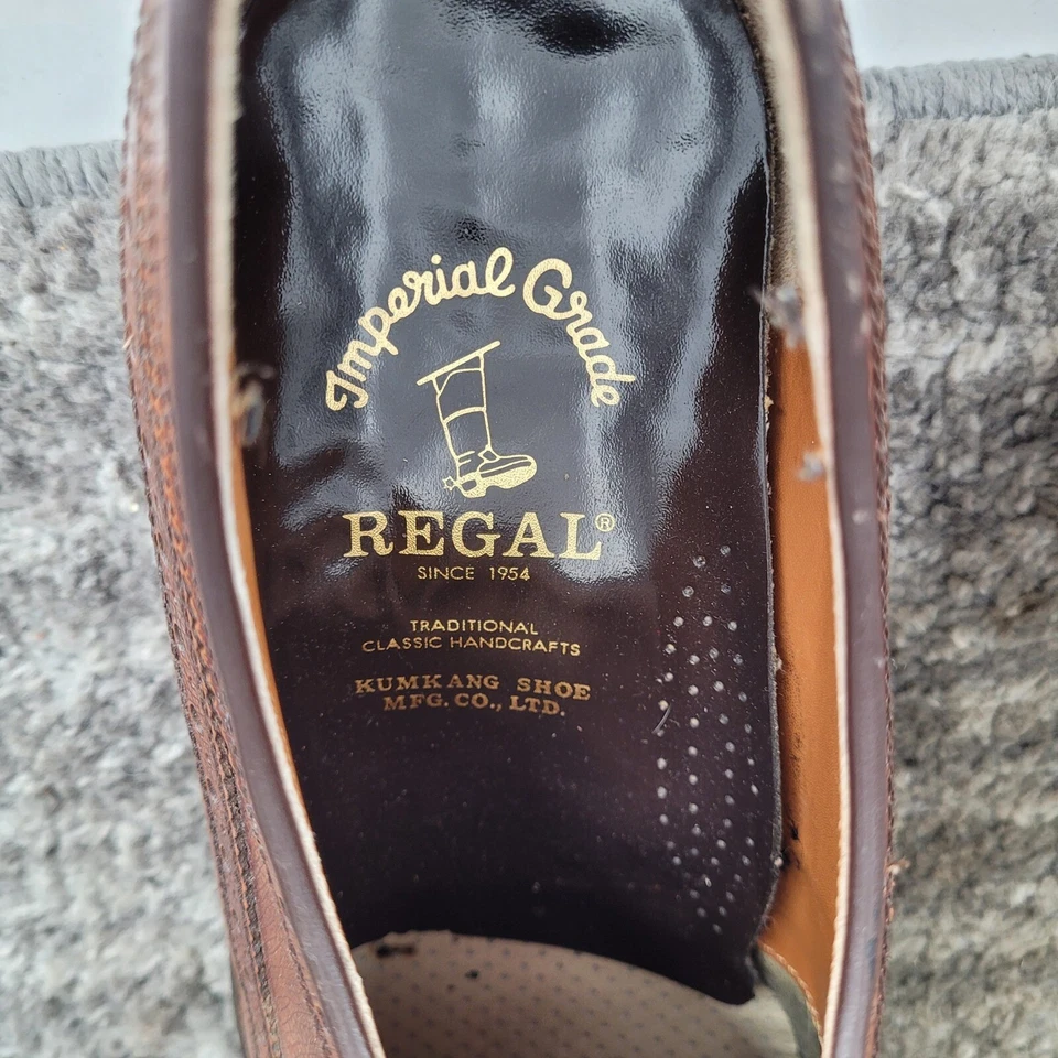 Brogue de cuero marrón punta de ala real grado imperial Oxford EE. UU. para hombre 7,5 Foto 2 de 4