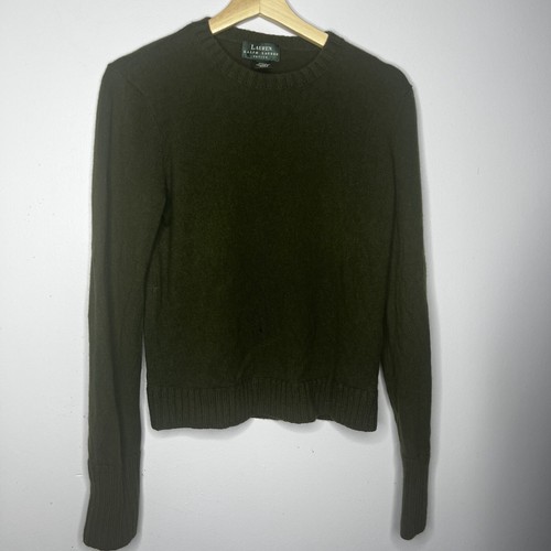 Lauren Ralph Lauren Green Cashmere Pullover Sweater Size Petite Medium