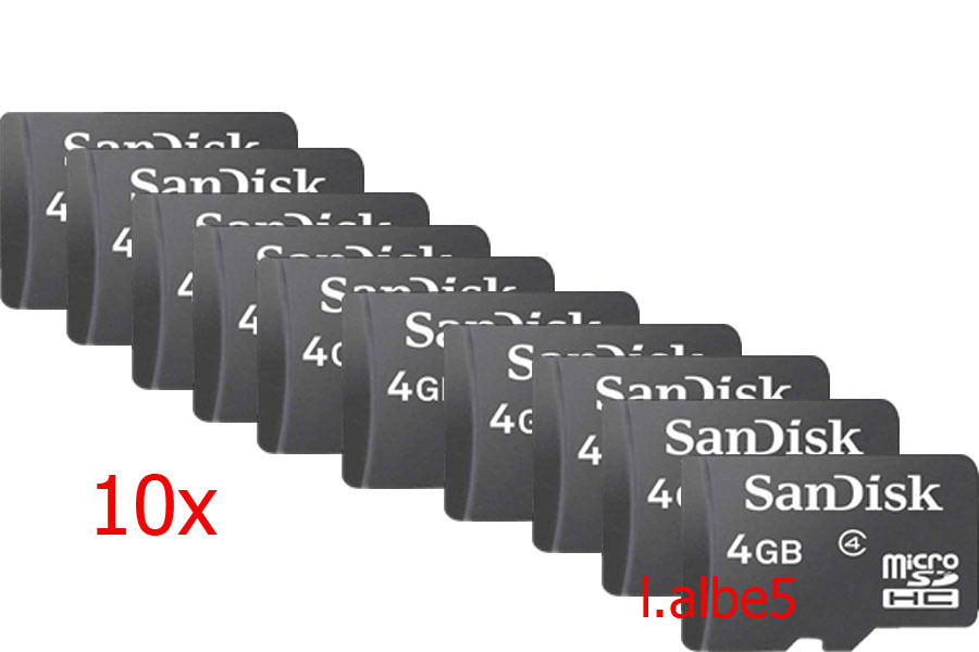 10x Sandisk 4GB 4G Micro SD SDHC Memory Card Class 10pcs lot Genuine