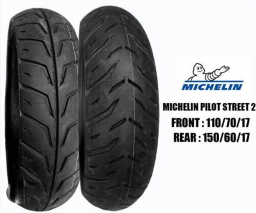 MICHELIN 110/70-R17 & 150/60-R17 PILOT STREET 2 COMBO PACK 2 TYRES FRONT & REAR - Foto 1 di 4