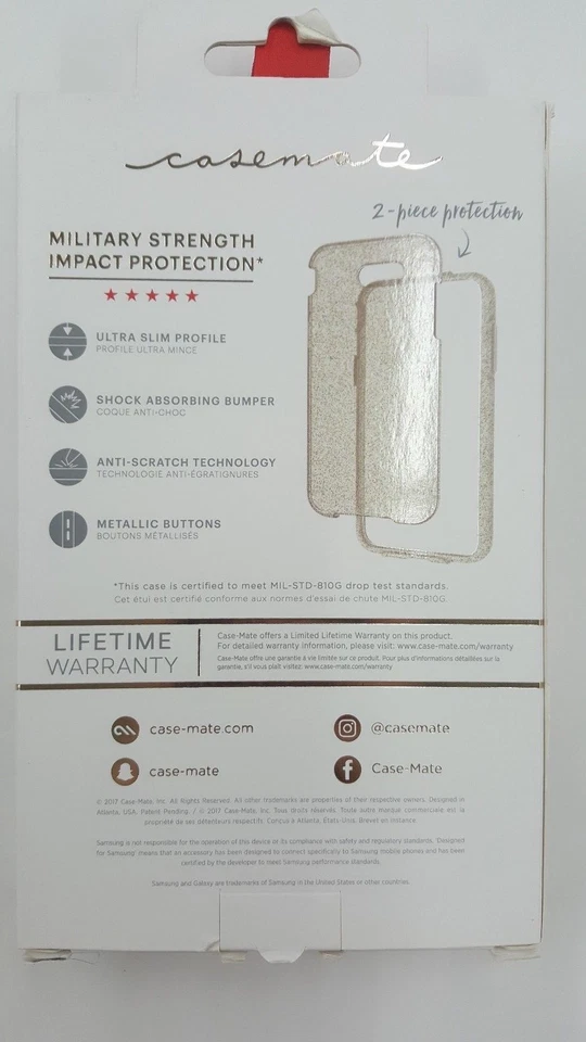 Case Mate Naked Tough Case Sheer Glam for Galaxy J3 Eclipse Mission Champagne - Image 2 of 3