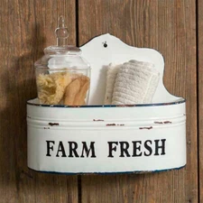 Farm Fresh caddy in distressed white metal