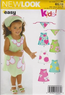 NEW LOOK Sewing Pattern, Toddler / Girl's Dress 1/2 - 4yrs #6578 - From Uk Sewing Patt