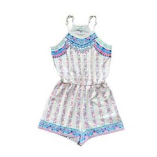 Girls L 9-10 Flying Tomato Aztec Floral Neon Print Sleeveless Shorts Romper