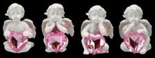 Engelfiguren 4er Set - Engelchen mit Herzen - Romantische Tischdeko Putten h 5