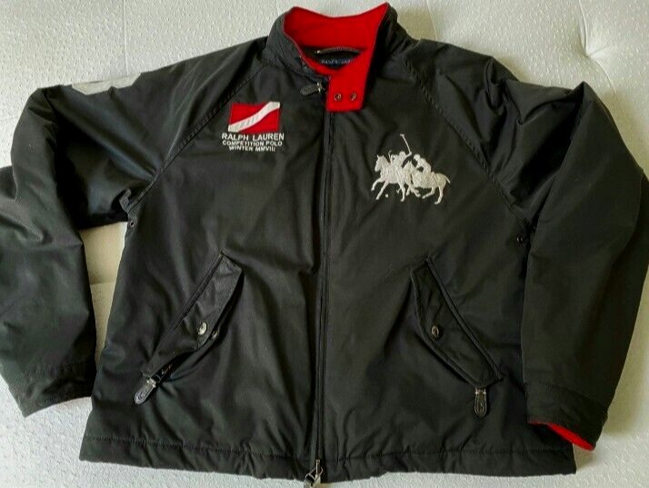 Giacca bomber donna vintage POLO RALPH LAUREN taglia L nera giocatore polo pony
