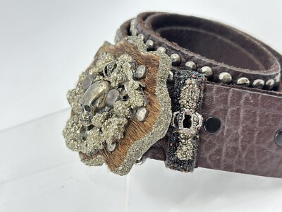 I.V.Y. “Dark royalty” Studded Brown Leather Skull & Stones  display picture 1