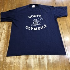 Vintage Single Stitch XL Funny Cartoon Goofy Olympics Shirt Blue USA Made