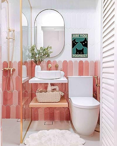Black Cat Are You Pooping Funny Tin Signs Bathroom Wall Decor 8 x 12 Inch (918) - Picture 5 of 7